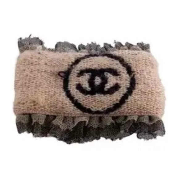 Vintage Chanel Bracelet Lace Logo Authentic Old CHANEL 6-7" stretchy fabric - Picture 5 of 5